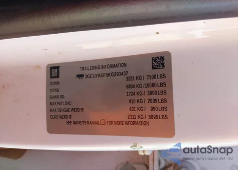 2019 Chevrolet Silverado 1500 Work Truck from USA, damaged, VIN 3GCUYAEF5KG293437